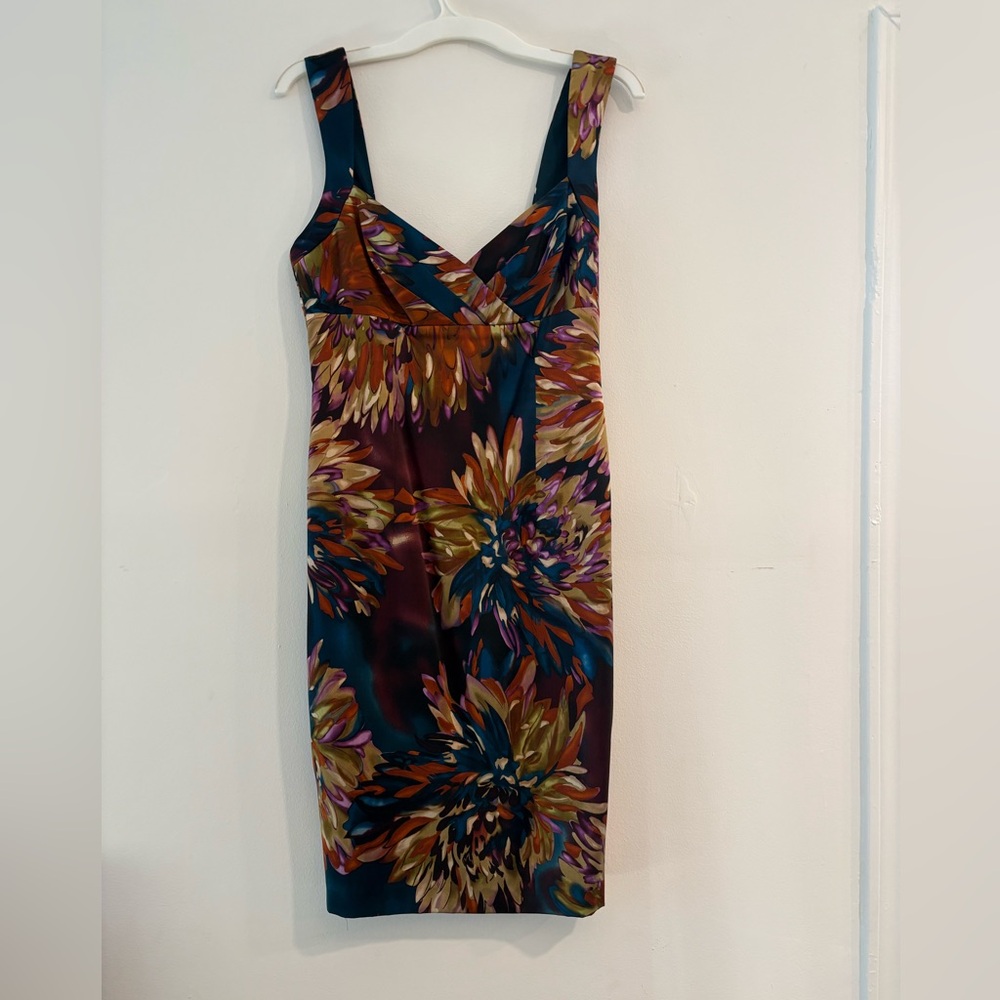 David Meister Multicolor Floral Silk Dress